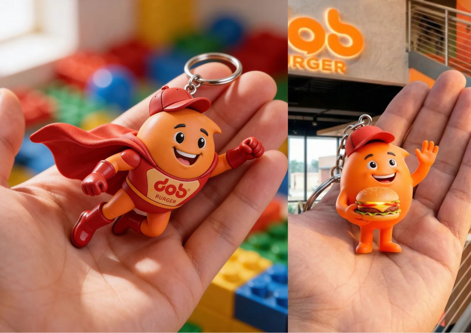 DOB Burger mascot keychains